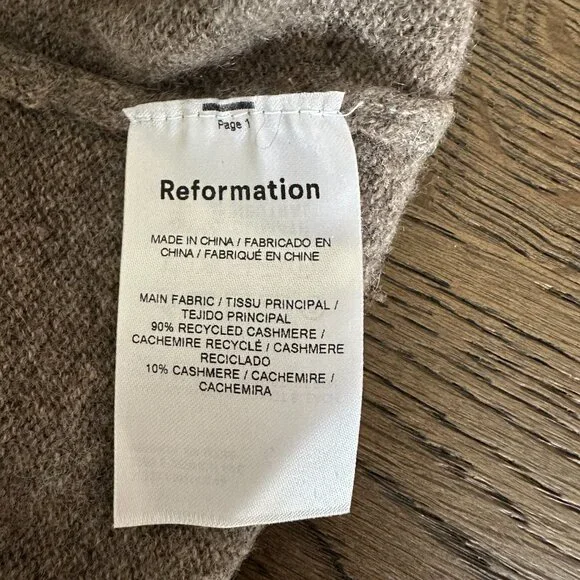 Reformation Cropped CashmereTurtleneck Sweater - Cocoa - Size XS - Picture 5 of 5